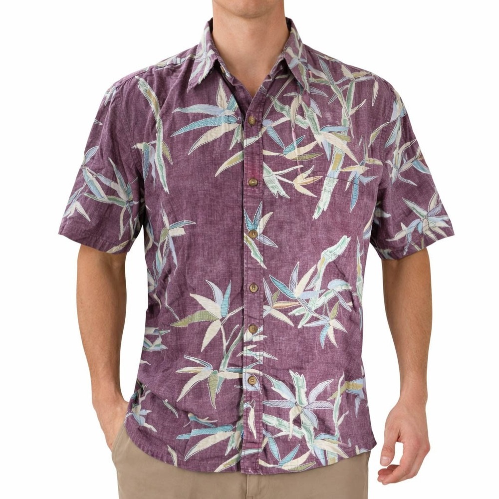 Cooke Street Hawaiian Aloha Shirt XL Floral Abstract Red Green Reverse Print